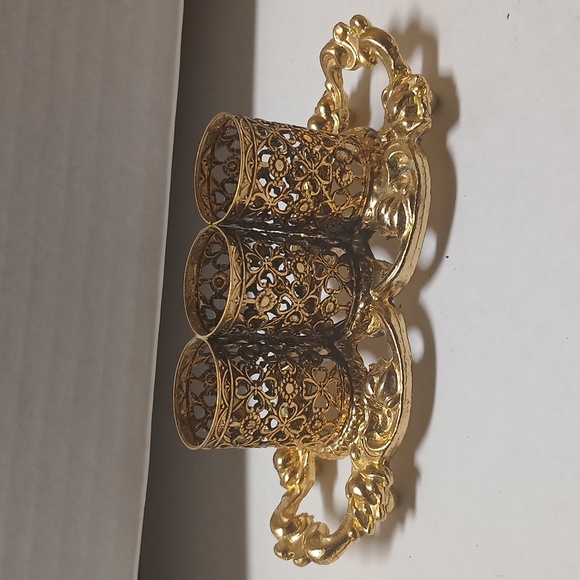 Vintage 3 Tube Lipstick Holder Stylebuilt Accessories NY Filigree Dressing Table - Picture 2 of 8